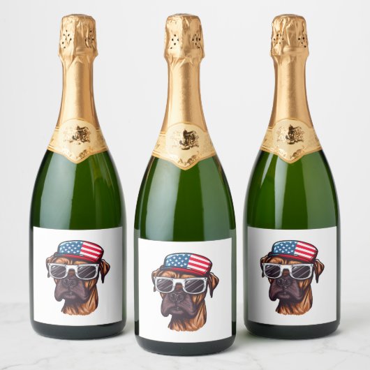 Bokser 4 van juli Feest Sparkling Wijnetiket (Flessen)
