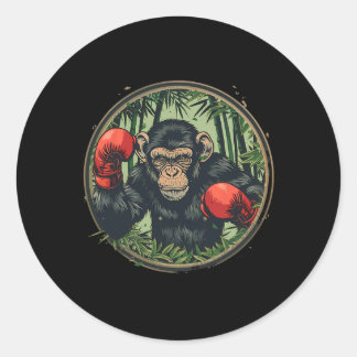 Bokser Aap Met Bokshandschoenen Kickboksen Funny B Ronde Sticker