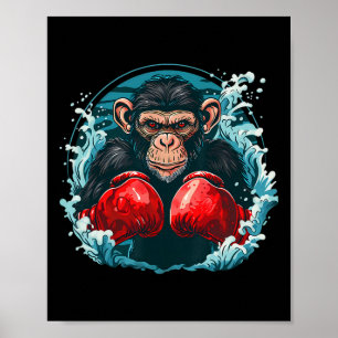 Bokser Aap Met Bokshandschoenen Kickboksen Grappig Poster