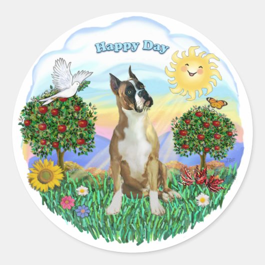 Bokser (bijgesneden oren) ronde sticker (Voorkant)