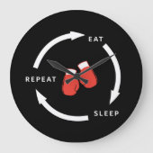 Bokser Boksen Eten Slapen Herhalen Sportfan Uitspr Grote Klok (Voorkant)