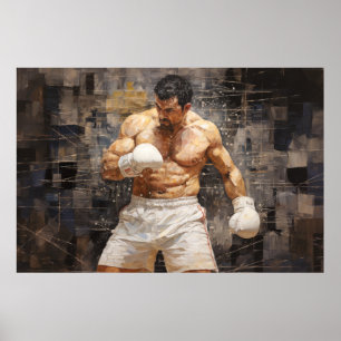 Bokser Boksen Sport Schilderen Abstracte Art Decor Poster
