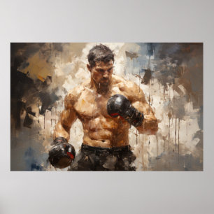 Bokser Boksen Sport Schilderen Abstracte Art Decor Poster