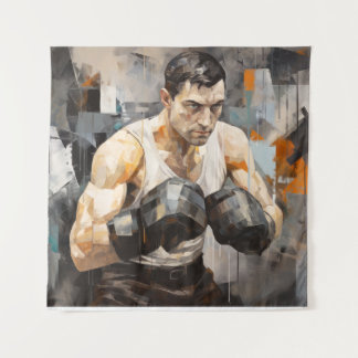 Bokser Boksen Sport Schilderen Abstracte Art Decor Wandkleed