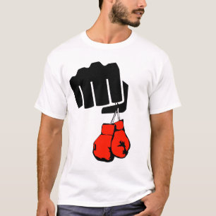 Bokser, boksen, vuist en bokshandschoenen t-shirt