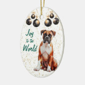 Bokser Dog Joy to the World Kerstmis Keramisch Ornament (Links)