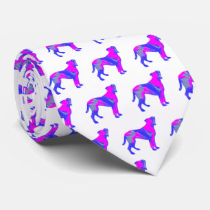 Bokser Dog Schattige Roze Silhouet Wit Stropdas