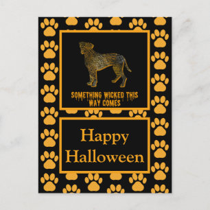 Bokser Dog Silhouet Happy Halloween Sinaasappel Briefkaart