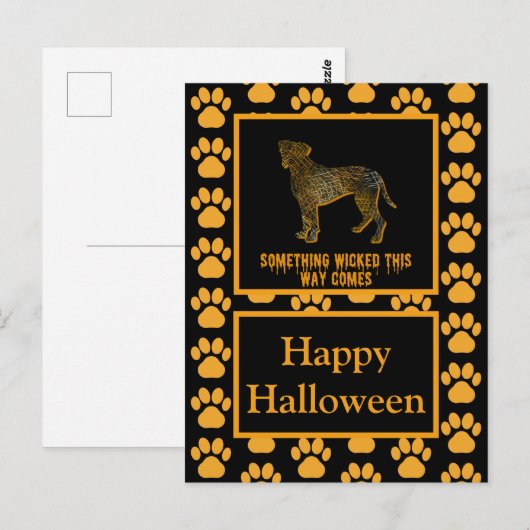 Bokser Dog Silhouet Happy Halloween Sinaasappel Briefkaart (Voorkant / Achterkant)