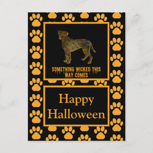 Bokser Dog Silhouet Happy Halloween Sinaasappel Briefkaart (Voorkant)