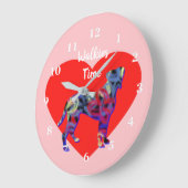 Bokser Dog Silhouette Valentijn's Day Roze Grote Klok (Hoek)