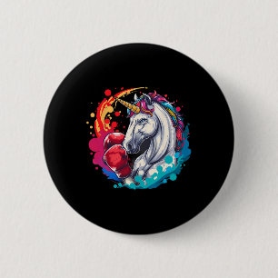 Bokser Eenhoorn Met Bokshandschoenen Kickboksen Gr Ronde Button 5,7 Cm