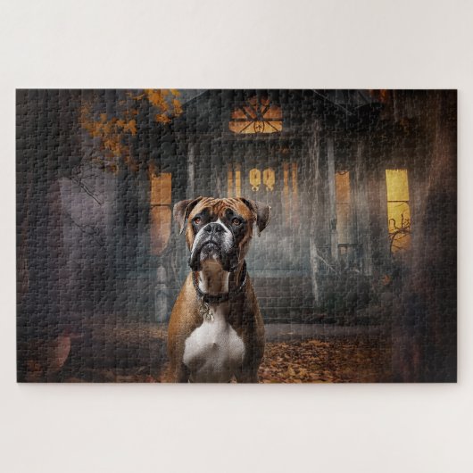 Bokser Halloween Griezelen Legpuzzel (Horizontaal)