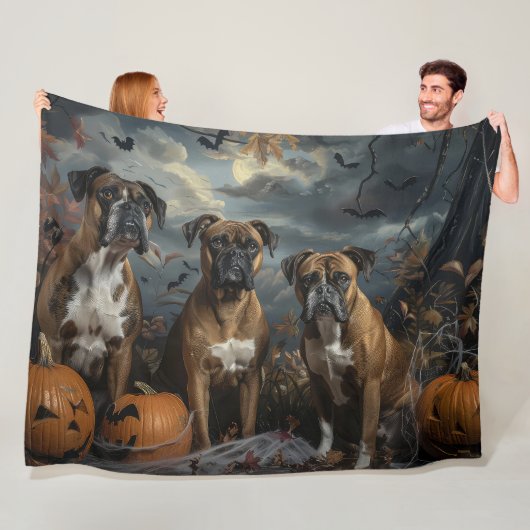 Bokser Halloween Nacht Doggy Delight Fleece Deken (In situ)