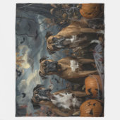 Bokser Halloween Nacht Doggy Delight Fleece Deken (Voorkant)