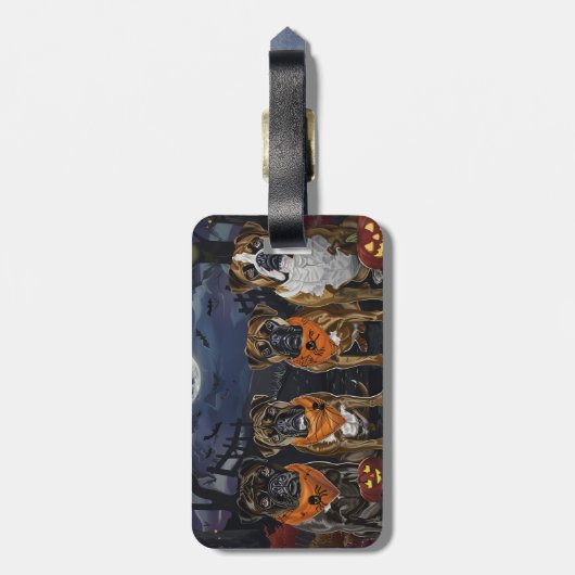 Bokser Halloween Spooky Bagagelabel (Achterkant verticaal)