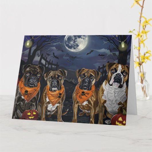 Bokser Halloween Spooky Kaart (Gele Bloem)