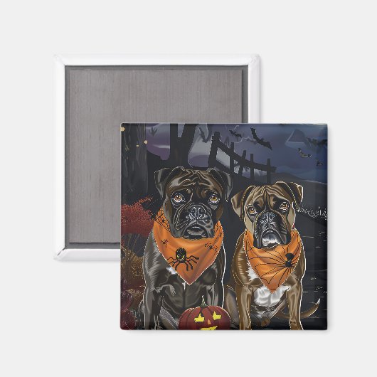 Bokser Halloween Spooky Magneet (Voorkant / Achterkant)
