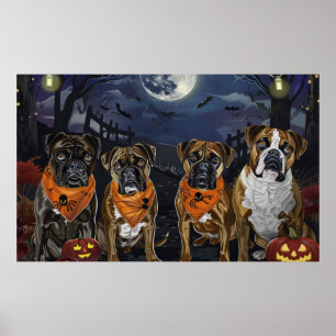 Bokser Halloween Spooky Poster