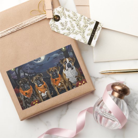 Bokser Halloween Spooky Rechthoekige Sticker (Geschenken)