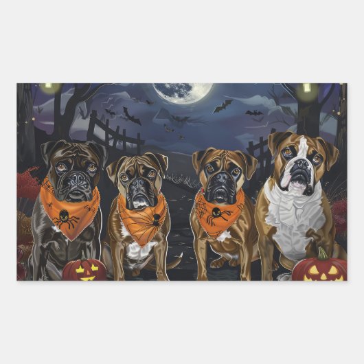 Bokser Halloween Spooky Rechthoekige Sticker (Voorkant)