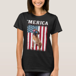 Bokser Hond Amerikaanse Vlag Hond 4 juli T-shirt