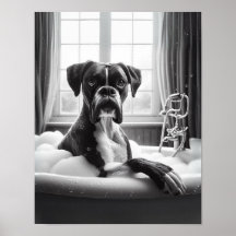 Bokser Hond Badkamer Wall Art, Bokser nemen een ba