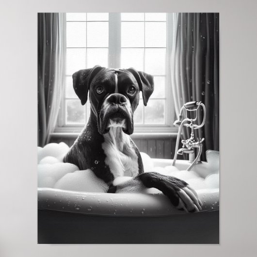 Bokser Hond Badkamer Wall Art, Bokser nemen een ba Poster (Voorkant)