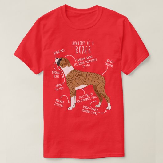 Bokser Hond Brindle Anatomie 1 T-shirt (Design voorkant)