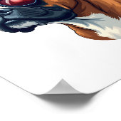 Bokser hond draagt wit rood blauw poster (Hoek)