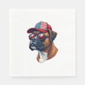 Bokser hond draagt wit rood blauw servet (Voorkant)