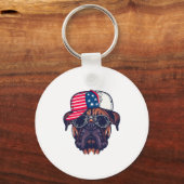 Bokser hond draagt wit rood blauw sleutelhanger (Voorkant)
