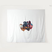 Bokser hond draagt wit rood blauw wandkleed (Voorkant (horizontaal))