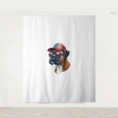 Bokser hond draagt wit rood blauw wandkleed (Voorkant)