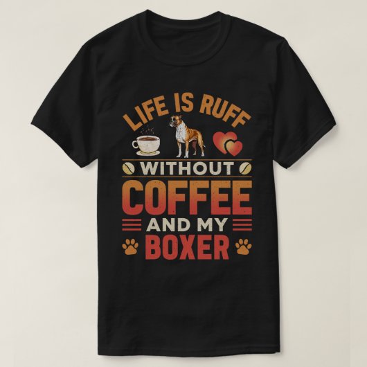 Bokser hond en koffie t-shirt (Design voorkant)