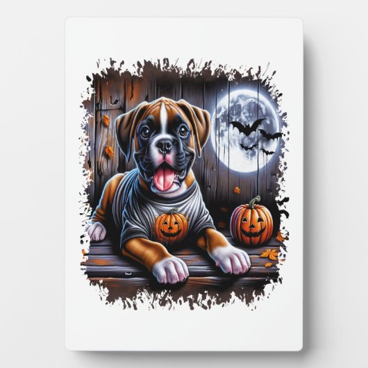 Bokser Hond Halloween Fotoplaat (voorkant)