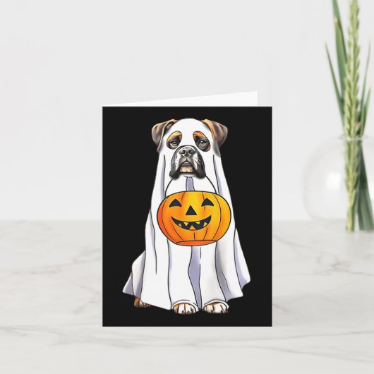 Bokser Hond Halloween Grappig Spook Kostuum Met Po Kaart (Voorkant)