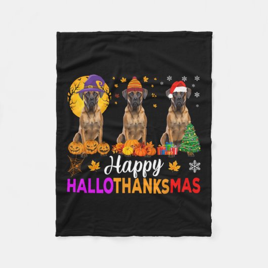 Bokser Hond Halloween Kerst Hallothanksmas Fleece Deken (Voorkant)