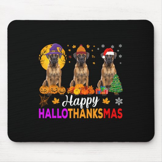 Bokser Hond Halloween Kerst Hallothanksmas Muismat (Voorkant)