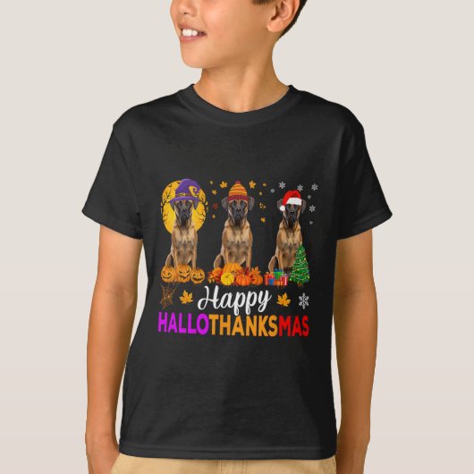 Bokser Hond Halloween Kerst Hallothanksmas T-shirt (Voorkant)