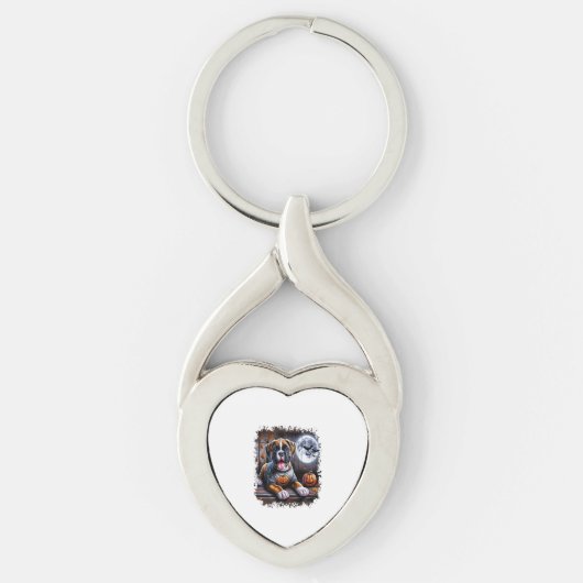 Bokser Hond Halloween Sleutelhanger (Voorkant)