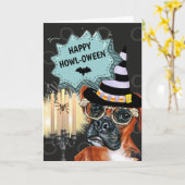 Bokser hond heks blij howloween spookachtige spin kaart (Gele Bloem)