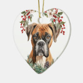 Bokser Hond Holly Krans Kerstmis Keramisch Ornament (Links)