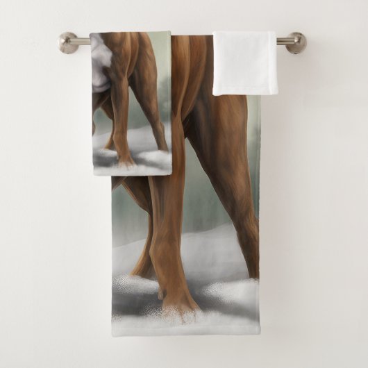 Bokser Hond in Sneeuw Kerstmis Bad Handdoek (Insitu)