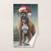 Bokser Hond in Sneeuw Kerstmis Bad Handdoek (Handdoek)