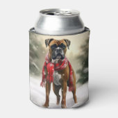 Bokser Hond in Sneeuw Kerstmis Blikjeskoeler (Blikje Voorkant)