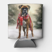 Bokser Hond in Sneeuw Kerstmis Blikjeskoeler (Voorkant)