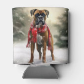 Bokser Hond in Sneeuw Kerstmis Blikjeskoeler (Achterkant)