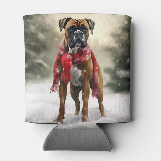 Bokser Hond in Sneeuw Kerstmis Blikjeskoeler (Achterkant)