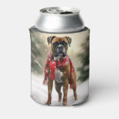 Bokser Hond in Sneeuw Kerstmis Blikjeskoeler (Blikje Achterkant)